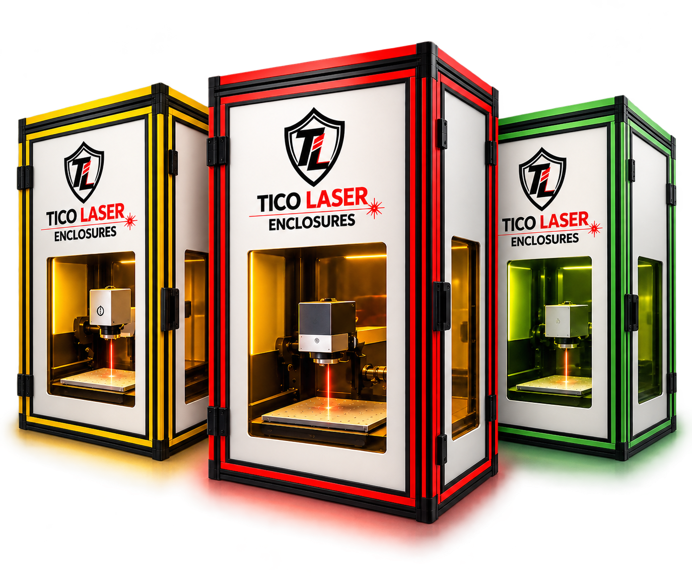 Tico Laser Safety Enclosures in multiple trim colors